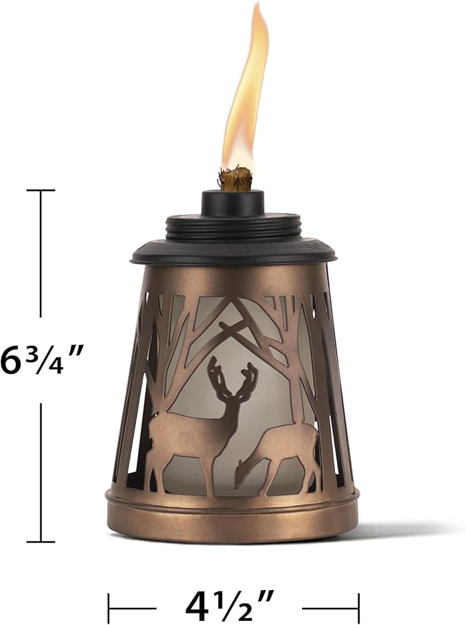 TIKI Brand Woodsy Table Torch 2-Pack, Tiki Patio, Tiki Table Torch, Backyard, and Lawn, Cabin Décor, Up North, Outdoor Table, Bronze, 1123118, Brown