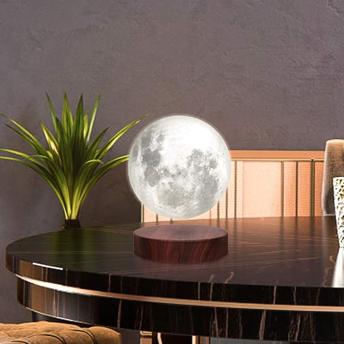 VGAzer Magnetic Levitating Moon Lamp Night Light Floating and Spinning in Air Freely with LED Lights for Home,Office Decor,Unique Holiday Gifts,Night Light