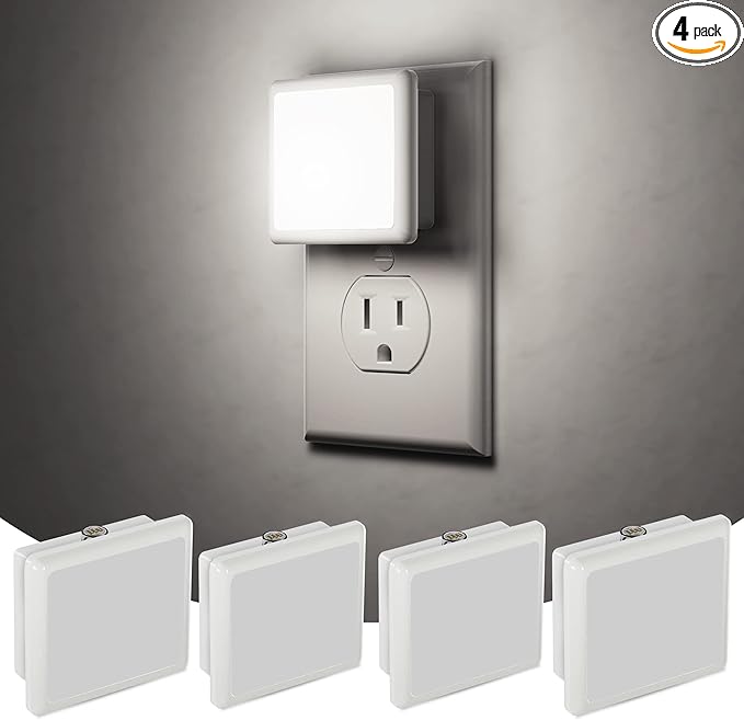 JandCase LED Night Light, Night Light Plug into Wall with Light Sensors[4 Pack], 5000K Daylight, Small Nightlight for Kids Bathroom,Hallway,Dinning Room,Kitchen