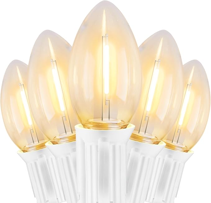 Vintage C9 LED Christmas Lights Outdoor, 25Ft C9 String Lights with 25 Shatterproof Colorful Bulbs, Waterproof Connectable Christmas Tree Lights for Roofline Holiday Garden Party Xmas Decorations