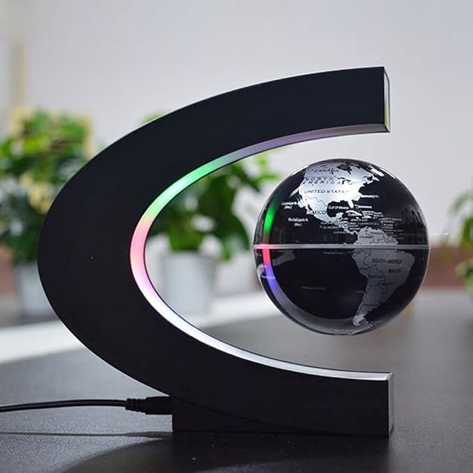 Magnetic Levitation Floating Globe 3 inch with LED Lights C Shape World Map for Desk Decoration