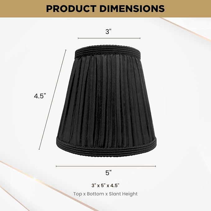 Royal Designs, Inc. CS-1055-5BLK-6 Designer Mushroom Pleat Empire Chandelier Lamp Shade, 3 x 5 x 4.5, Black, 6-Pack