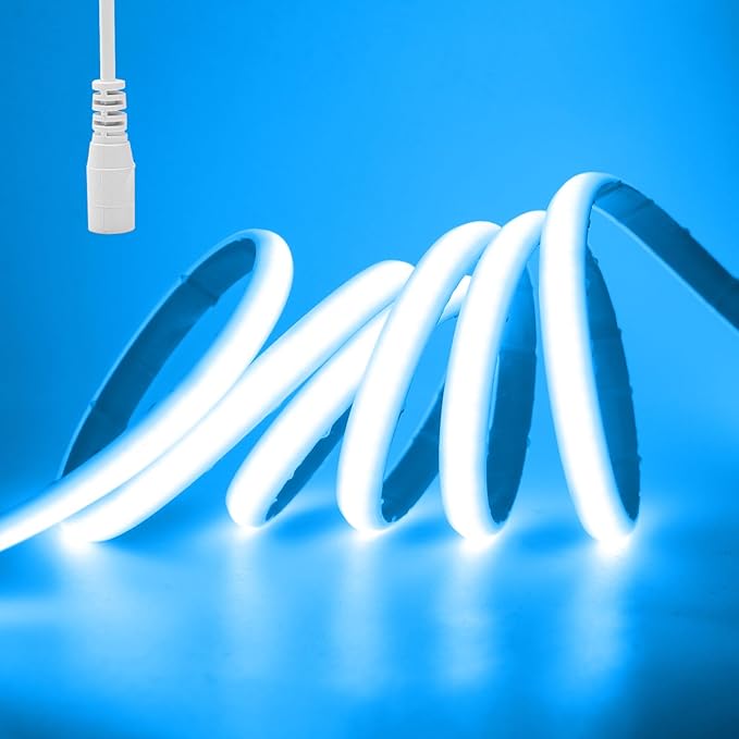 KISUFU 12V DC COB LED Strip, 320 LEDs/m Waterproof IP68 Flexible Neon Light Strip for Living Room, Bedroom, Kitchen, DIY Outdoor Party, Holiday Decoration. (Without Power Adapter)
