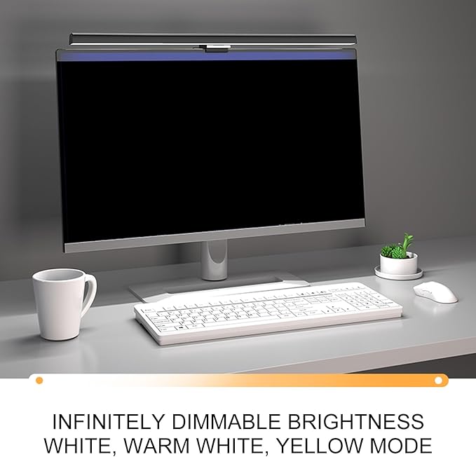 Monitor Light Bar, Screen Monitor Light Bar for Eye Caring with Touch Control, Three Levels Color Temperature and Infinite Dimming, for Computer Laptops (White)
