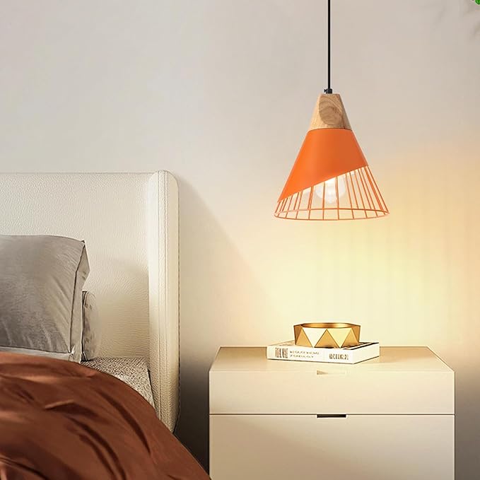 Farmhouse Pendant Light,11.8inches 2 Packs Orange Pendant Light, Kitchen Pendant Lights, Pendant Lights Kitchen Island for Living Room, Bedroom, Dinning Room