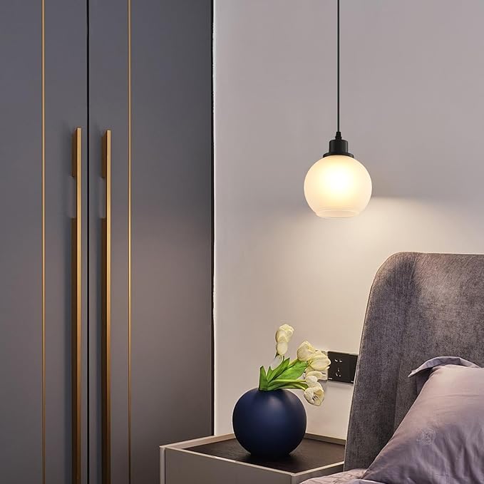 Pendant Lamp with Glass Shade, Modern Antique Brass Pendant Lights,Hanging Light Vintage Glass Shade, Island Light Pendant Light Fixture for Bedroom Living Room Kitchen
