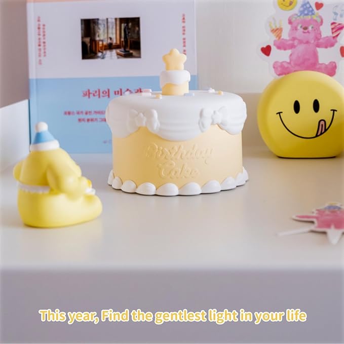 Birthday Gift Light with 3D Card, Silicone Night Light for Kids USB Rechargeable Cute Lamps Timer Setting Safe Bedside Lamp Gift for Girls New Year Christmas Thanksgiving Day