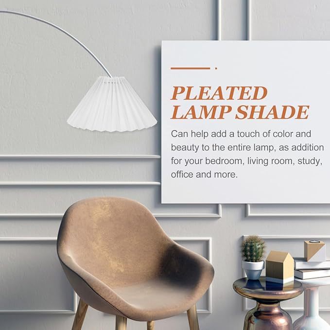Pleated Lamp Shade for E27 Table and Floor Lamps Accordion Light Cover Softens Bright Light for Bedroom Living Room Study Decoration 9.84X9.84X6.3 Inches
