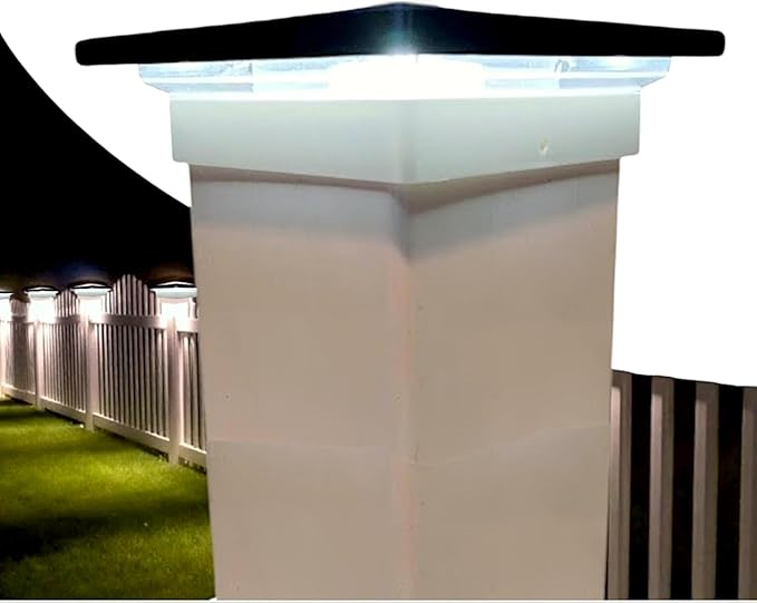 DekLights® DIY Line LED Lighted Post Cap for 4x4 Deck/Fence Posts. Wired 12volt Low Voltage with Replaceable LED Light Bulb. for Your Vinyl or Composite railings. Made in USA (B&W Cap 6000k Bulb)