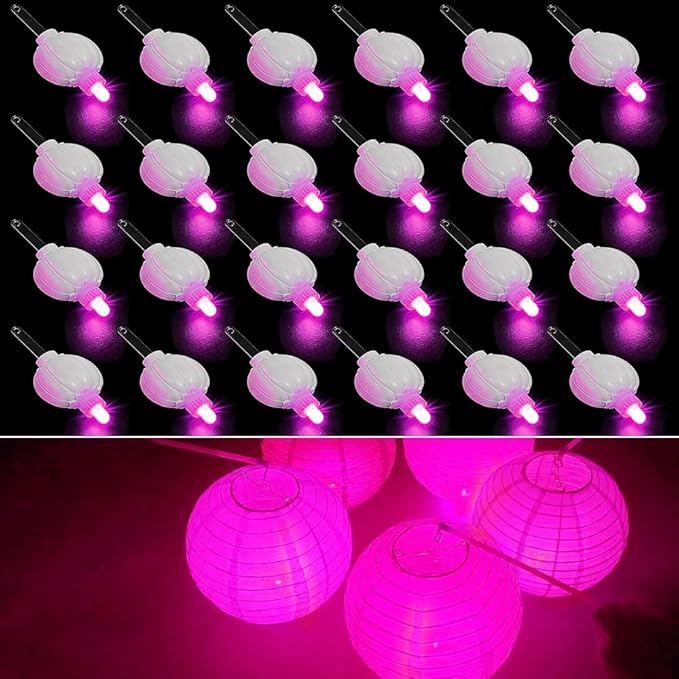24PCS Mini Led Lights, Led Balloons Light for Paper Lanterns, Easter Eggs, Birthday Party, Wedding, Halloween, Christmas Decoration, Last 36 Hours- Pink