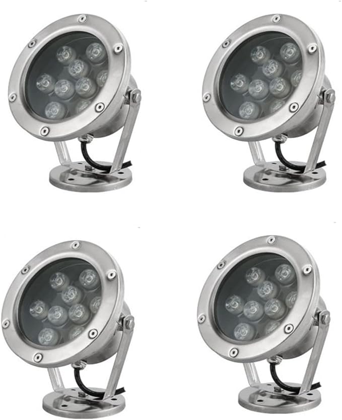 Braiton LED Pond Lights,Underwater Spotlight IP68 Waterproof Submersible Spot Light RGB Color Changing for Aquarium Fish Tank Garden Fountain Pool 4PCS,RGB,9W