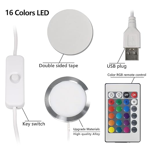 Bulto 2Pcs LED Lamp Kit 001 16 Color for Bambu Lab 3D Printing, RGB Remote Control DIY LED Light Kit - Monitor Light Bar for Bambu Lab Makerworld/Anycubic/Makeronline, 5V USB Powered