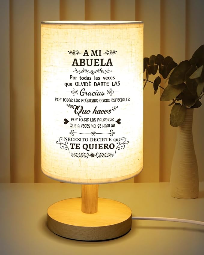 Gifts for Grandma in Spanish, Regalos para Abuela Fabric Lamp, Abuelita Birthday Gifts, Grandma Gifts in Spanish from Granddaughter, Mejor Abuela Gift Table Lamp