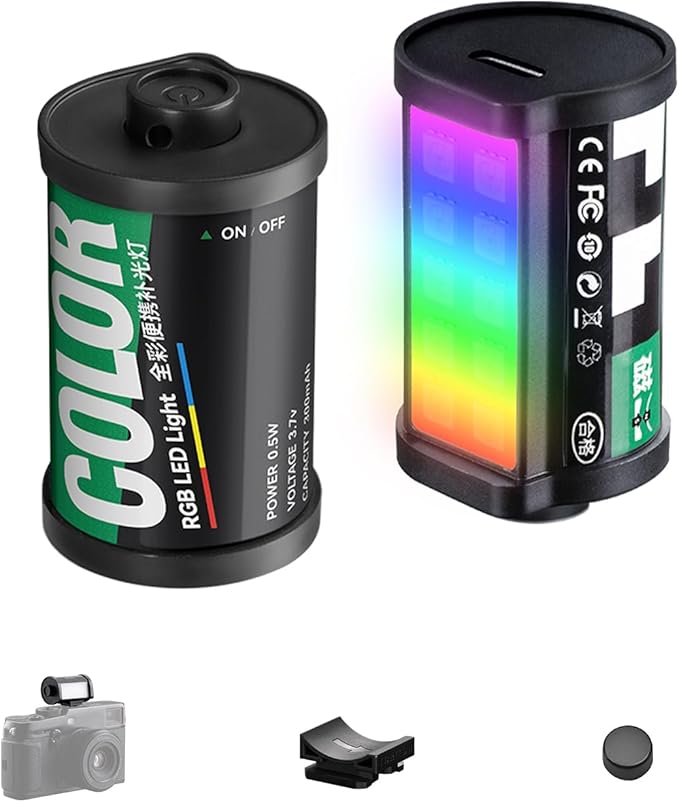 TTArtisan Mini RGB Led Light for Camera 400-750nm Full-Color RGB Magnetic Cold Shoe Lights, Rechargeable Retro Film Style Small Led Photography Lighting (1)