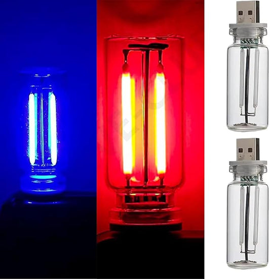 Touch Control Retro Led Nightlight Led USB Night Light with Flexible Neck Plug in USB Automotive Night Light,for Car, Camping, Party, Holiday Decoration, Bedroom, Desktop (Red&Blue)