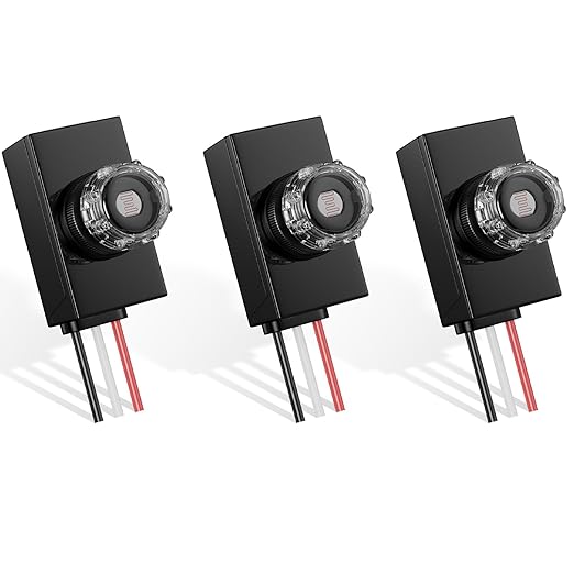 3 Pieces Dusk to Dawn Sensor,Greencycle IP65 Photoelectric Switch for Outdoor Pole Light for Outdoor Lighting 120-277V, Photo Cell Automatic On/Off, Waterproof, Energy Saving,UL Listed