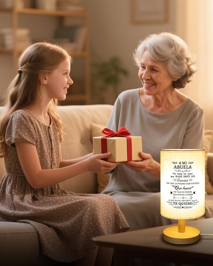 Gifts for Grandma in Spanish, Regalos para Abuela Fabric Lamp, Abuelita Birthday Gifts, Grandma Gifts in Spanish from Granddaughter, Mejor Abuela Gift Table Lamp