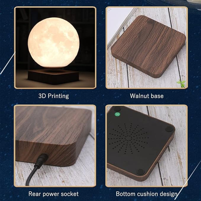 Magnetic levitation Moon lamp, Night Light, Ambient Light, Bedside Table lamp, Three Color Adjustment, Decorative Ornaments, can be Used as Holiday Gifts