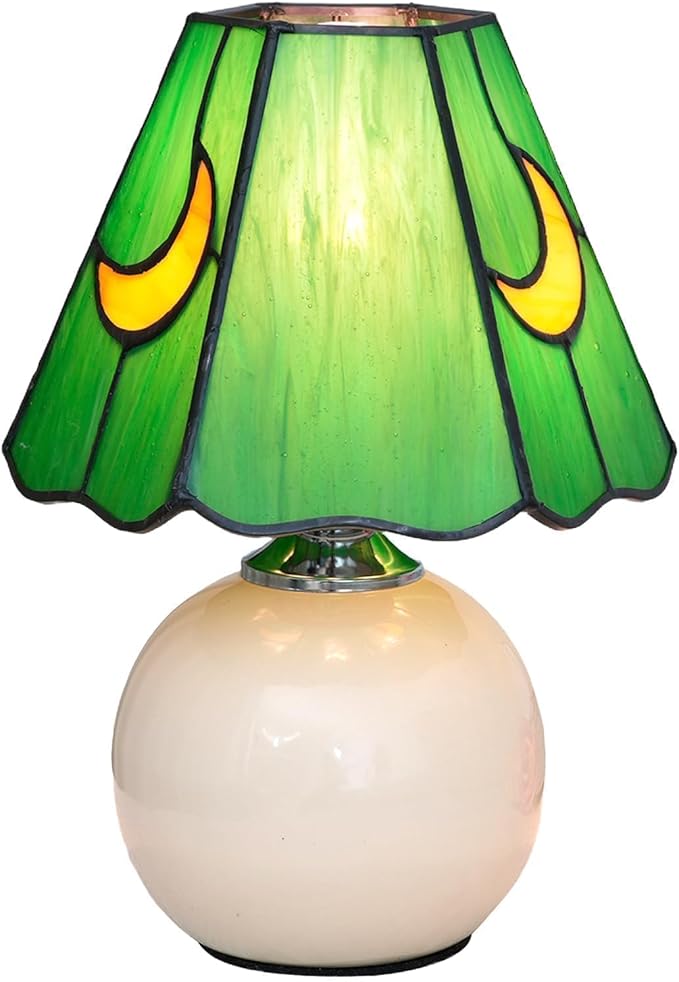 Mushroom Lamp Tiffany Lamp Stained Glass Table Lamp Moon Cute Small Bedside Lamps for Living Room Home Decor,Unique Aesthetic Home Living Room Decor Girls Women Birthday Day Gift,(Green)