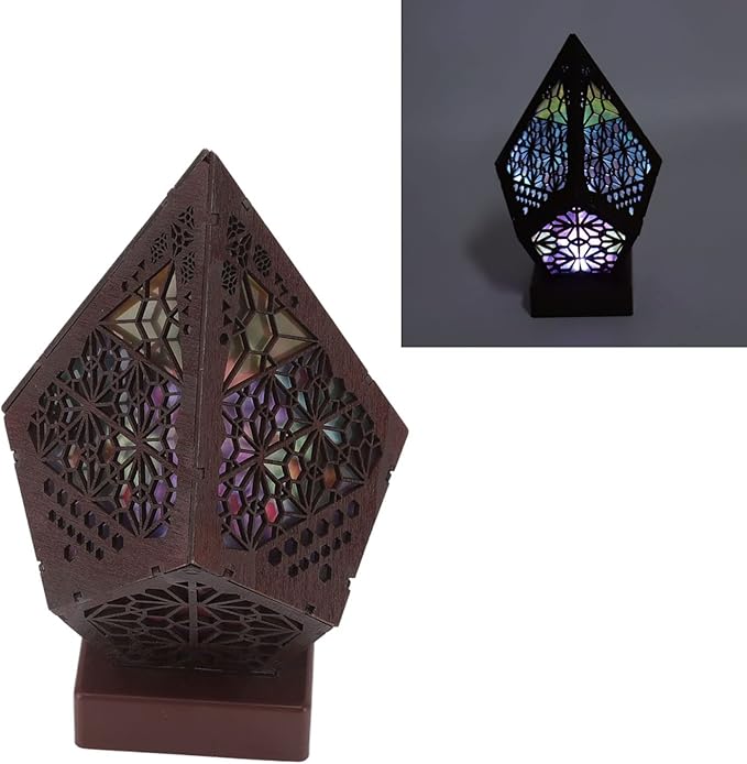 LED Star Projector, Colorful Retro Bohemian Wooden Star Sky Floor Projection Lamp, Night Light Projector for Collection Home Decor, Courtyard Garden Christmas Decoration, (Battery Not Included)