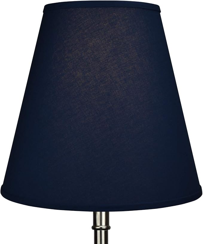 FenchelShades.com Lampshade 9" Top Diameter x 16" Bottom Diameter x 15" Slant Height with Washer (Spider) Attachment for Lamps with a Harp (Linen Navy Blue)