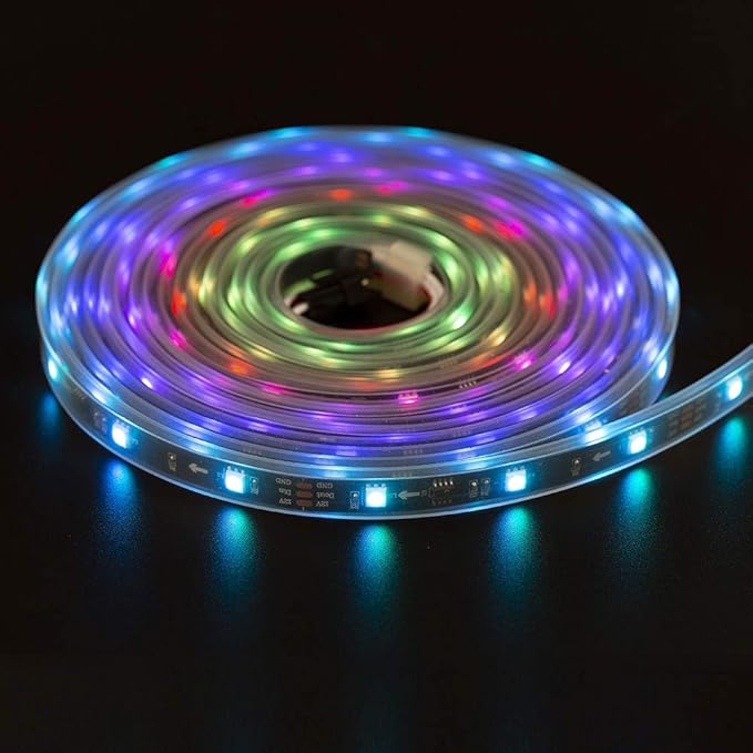 BTF-LIGHTING WS2811 IC=RGB+IC Addressable Dream Color LED Strip 16.4FT 30LEDs/m 10Pixels/m IP67 Waterproof Black PCB Flexible DC12V Chasing Effect for Home Indoor Decor(No Adapter or Controller)