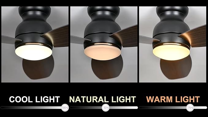 Carro Ceiling Fan with Lights, Indoor & Outdoor Ceiling Fan, 52" Low Profile DC Smart Ceiling Fan Compatible with Alexa, Siri, Google Home & Smart APP, Dark Walnut