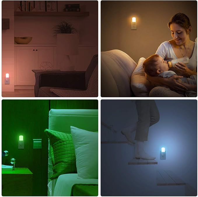 L LOHAS LED Kids Night Lights Plug in, RGB Color Changing Plug into Wall Lights Remote, Rainbow Dimmable Girls Night Light Switch, Christmas Home Decor for Kids Room, Bedroom, Hallway, Bathroom, 2Pack