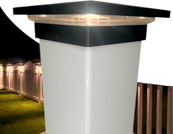 DekLights® DIY Line LED Lighted Post Cap for 4x4 Posts. Black Finish 12volt Low Voltage with Replaceable LED Bulb. for Your Vinyl or Composite railings (Black Cap 3000k Bulb)