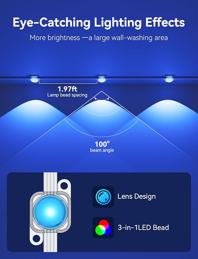 200FT Permanent Outdoor Lights -RGB Eaves Lights with App Control Remote,DIY Scene Modes IP67 Waterproof Outside LED Light for Christmas, Holiday, Daily, House Roof Eternity Lighting