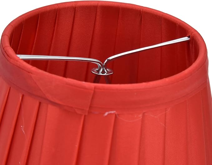 2Pcs Small Lamp Shade, Clip On Pleated Fabric Barrel Lampshade for Chandelier & Table Lamp, 3.6 inch Top x 5.6 inch Bottom x 5.1 inch Height(Red)