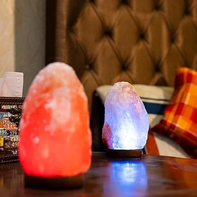 Premium Himalayan Salt Lamp 100% Natural Crystal Night Light with Wooden Base & Bulb – Authentic Pink Salt Lamp for Home, Bedroom, Office, Yoga, Meditation & Gift