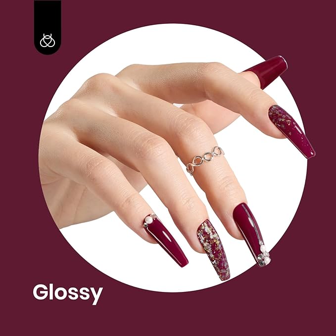 Beetles Dark Red Gel Polish - Mellow Plum 15ML/0.51Fl Oz, Cherry Wine Burgundy Red Gel Nail Polish, Soak Off UV LED Lamp Burgundy Wine Nails Art, Long-Lasting Manicure Salon DIY Home Gifts for Woman