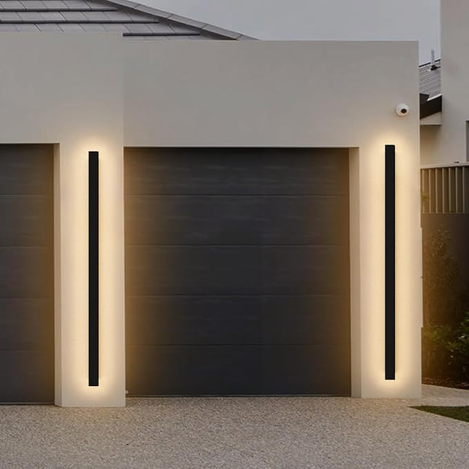 2 Pack 47.25inch Long Outdoor LED Wall Lights 35W Black 3000K Warm White Porch Lights Acrylic Waterproof IP65 Exterior Wall Light Fixtures for House Patio Porch Courtyard