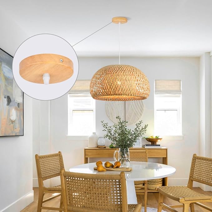Arturesthome 5.9" Wood Ceiling Plate Canopy Kit with Hardware,Handmade Natural Wooden Canopies for Pendant Light or Hanging Light DIY