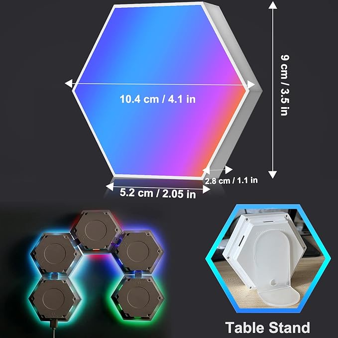 Amailtom Gaming LED Hexagon Lights Remote Controlled, RGB LED Wall Lights Touch Sensitve Hexagon Light Panels for Gaming Setup, 14 Geometric Wall Panels for Living Room/Bedroom/TV