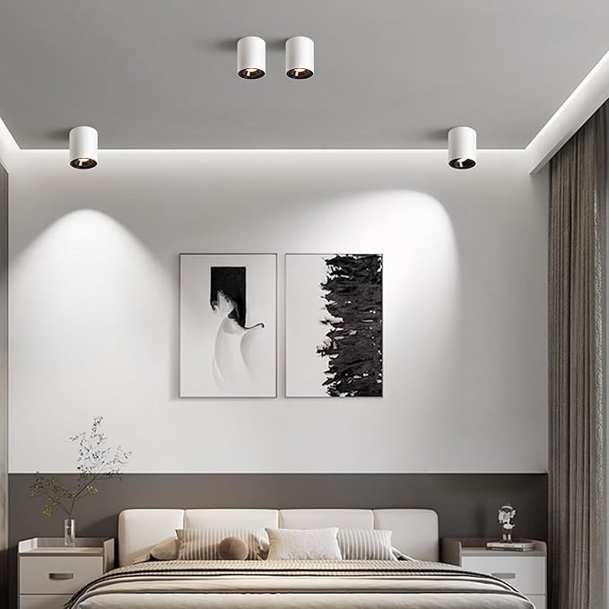 OKELI White Modern LED Dimmable Ceiling Light Fixtures for Hallway Kitchen Entryway, 20W 1300LM 2700K-6000K Flush Mount Close to Ceiling Lighting, Cylinder Ceiling Lamps for Living Room 3pack