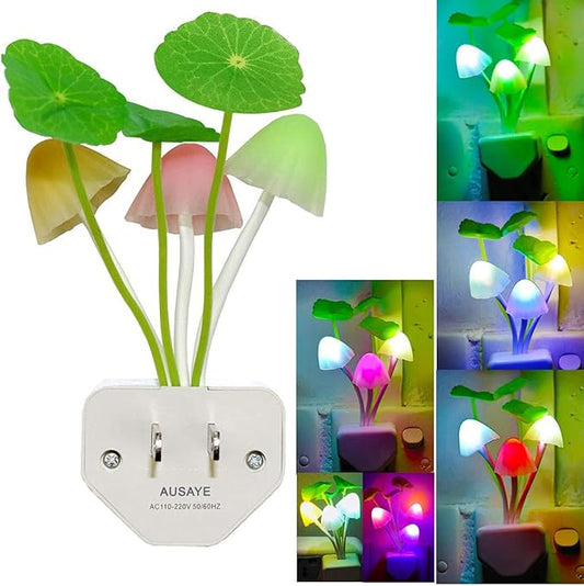 AUSAYE Color Change Led Night Light w/Smart Sensor, Plug-in Night Lights for Kids Adults Cute Mushroom Night Light Lamp Bedroom Home Decor Light Wall Lamps NightLight