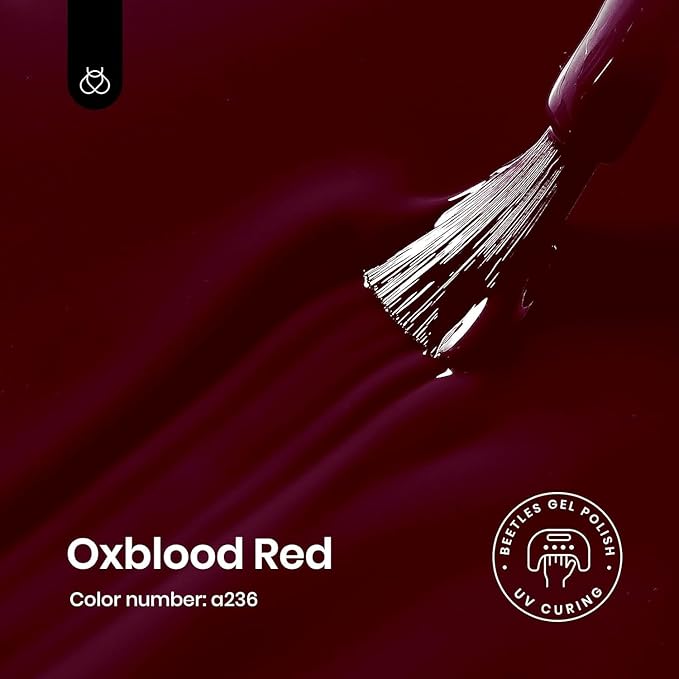 Beetles Red Gel Polish - Oxblood Red 15ML/0.51Fl Oz, Maroon Dark Burgundy Gel Nail Polish, Soak Off UV LED Lamp Burgundy Wine Color Nails Art, Long-Lasting Manicure Salon DIY Home Gifts for Woman