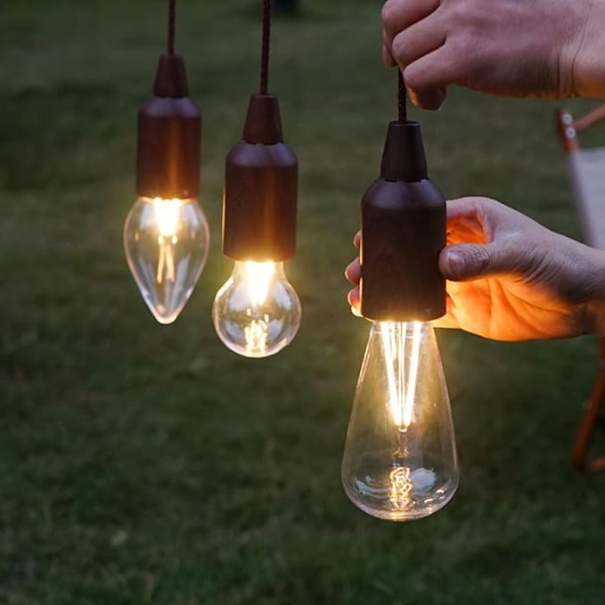 Zerodeko Portable Tent Lamp Outdoor Camping Light LED Hanging Lantern Wear-Resistant Vintage Pull-Cord Lantern for Camping and Hiking