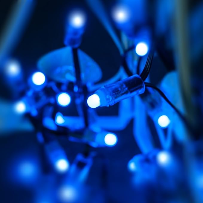 BTF-LIGHTING WS2811 Diffused Digital RGB LED Pixel String Light 12mm Individually Addressable Round LED Module 50pcs/String IP68 Waterproof DC 5V