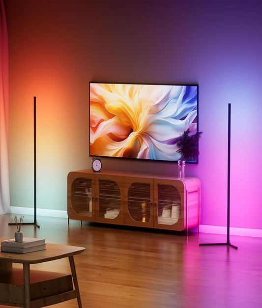 2 Pack Corner Floor Lamp, 65" RGB LED Corner Lamp, Color Changing Ambient Lighting with Music Sync - App and Remote Control LED Lamp for Bedroom, Living Room, Gaming Room