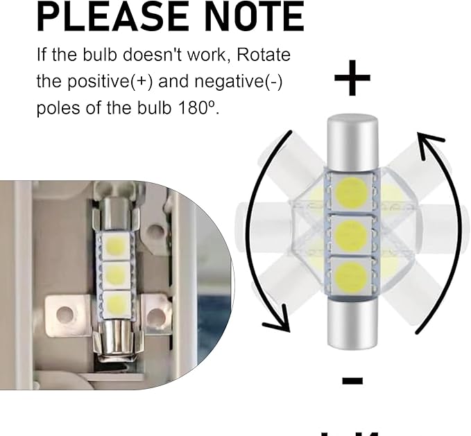 10 PCS Interior Car Lights, T6 5050 3SMD 28mm 12 V LED Bulb, Sun Visor Vanity Mirror Light, Universal for Most Cars, Trucks, SUVs (White)