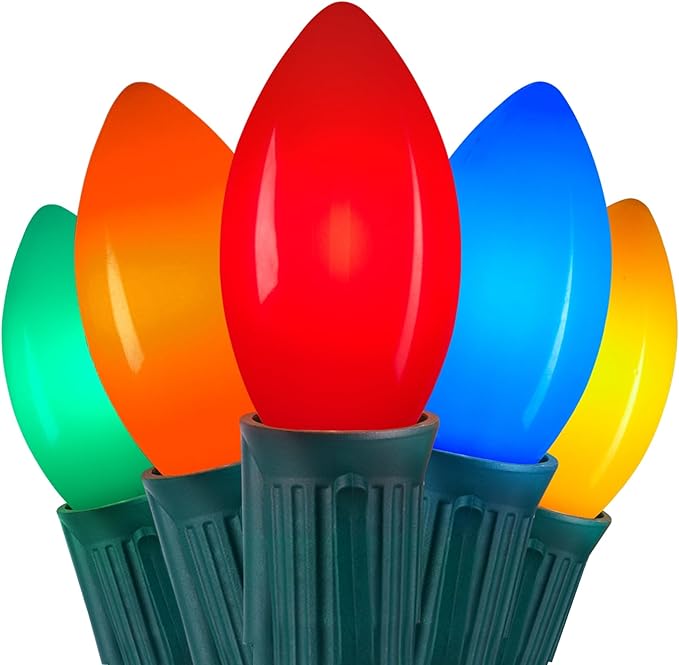 Vintage C9 LED Christmas Lights Outdoor, 50 Feet String with 25 Shatterproof Bulbs, Waterproof Connectable Christmas Tree Lights for Outside Roofline Patio Xmas Decorations, Multicolor