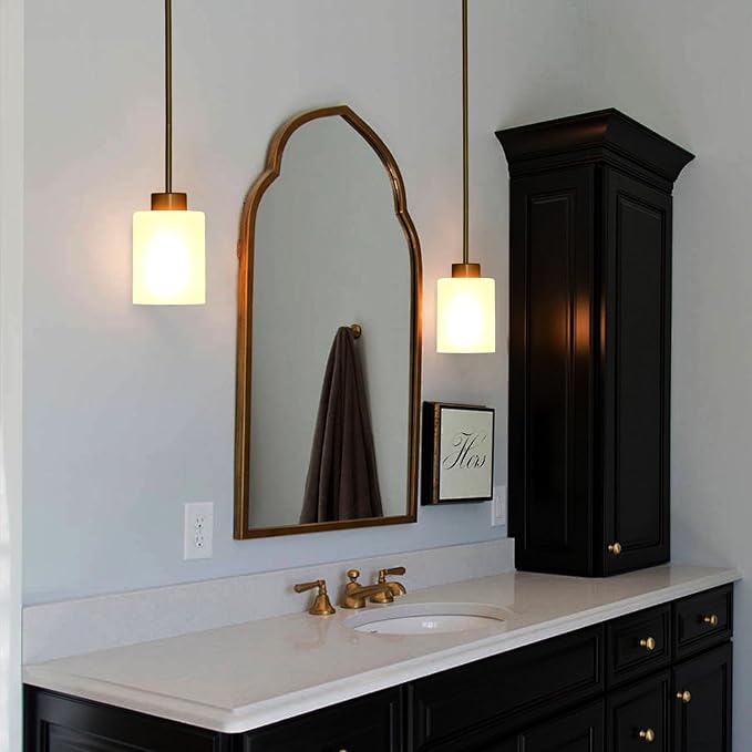 Modern Black Farmhouse Pendant Light with Glass Shade,Industrial Pendant Lighting, Adjustable Hanging Light Fixtures, Farmhouse Pendant Lighting