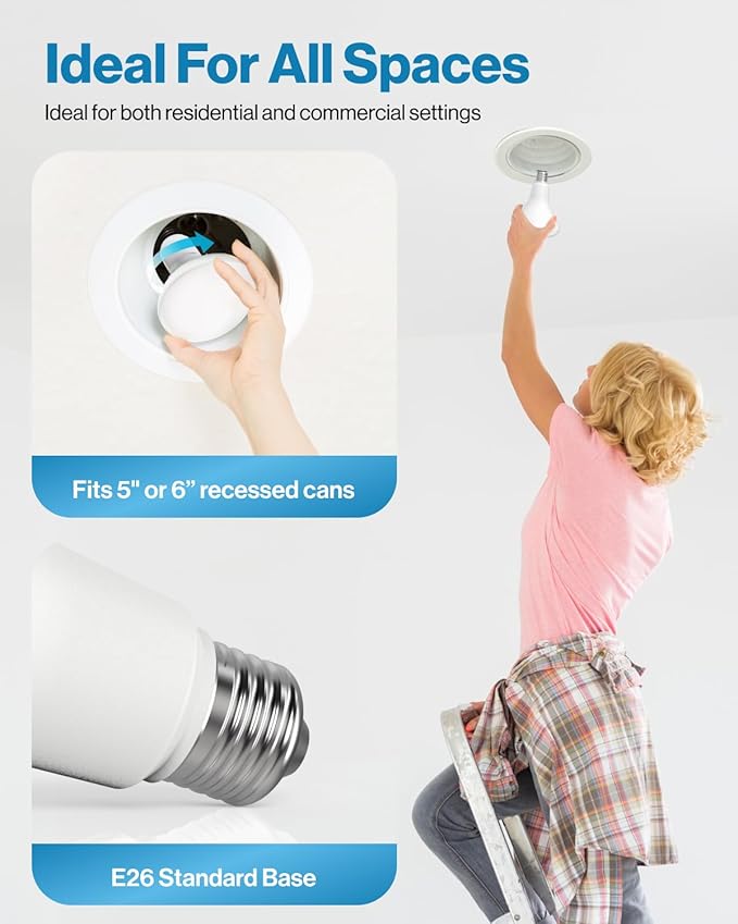 Sunco 70 Pack BR30 Light Bulbs LED, Recessed Can Light Bulbs, Indoor Flood Bulb, 850 LM, 11W (65W Equivalent), 5000K Daylight, Dimmable, E26 Base, for Home, Kitchen, Bedroom UL.