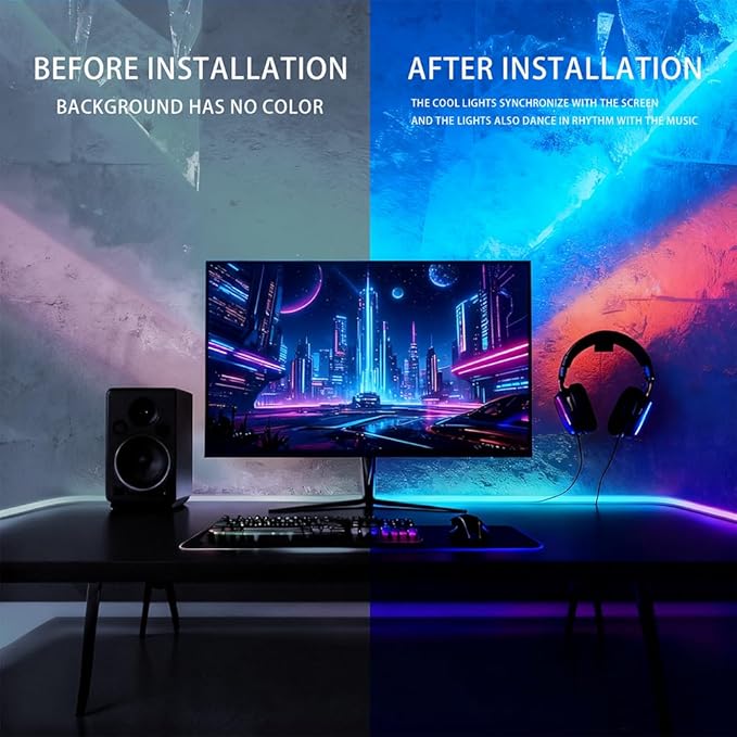 pc sync Light bar，LED Light Strips Deliver Synchronized Lighting Effects with Screen Colors and Music, Compatible with Win/Mac Systems. (PC Sync Light (for 27-inch Models))
