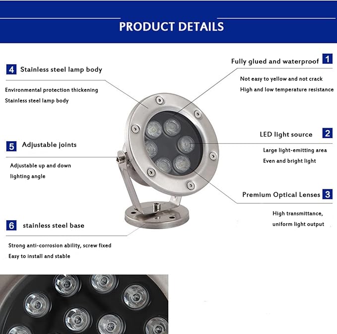 Braiton LED Pond Lights,Underwater Spotlight IP68 Waterproof Submersible Spot Light RGB Color Changing for Aquarium Fish Tank Garden Fountain Pool 4PCS,RGB,9W