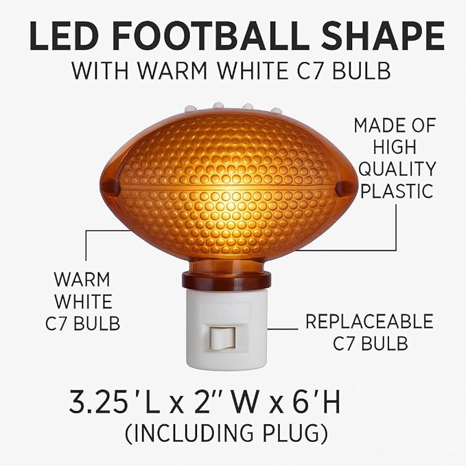 Novelty Lights LED Lamp Football Shape Sports Decoration Night Light with Swivel Plug
