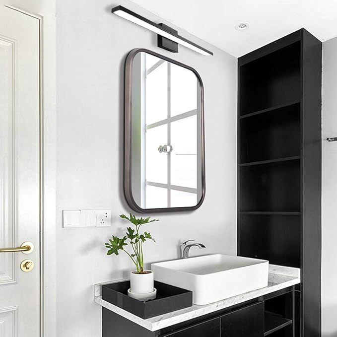 Ralbay 24inch Modern LED Black Vanity Light 20W Frosted Aluminum for Bathroom Vanity Lighting Fixtures Cool White 6000K